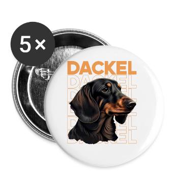 Rauhaardackel Dachshund Hund Hunde Welpe Dackel - Buttons groß 56 mm (5er Pack) - Weiß - Vorne