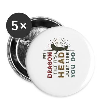 Mon dragon incline la tête, tout comme toi - Lot de 5 grands badges (56 mm) - blanc - Devant