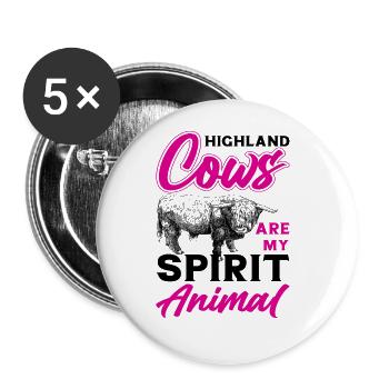 Bovins écossais des Highlands Bovins des Highlands - Lot de 5 grands badges (56 mm) - blanc - Devant