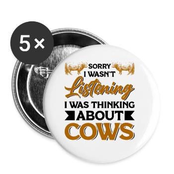 Bovins écossais des Highlands Bovins des Highlands - Lot de 5 grands badges (56 mm) - blanc - Devant