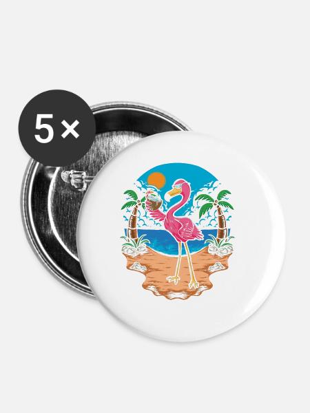 Flamingo - Buttons groß 56 mm (5er Pack) - Weiß