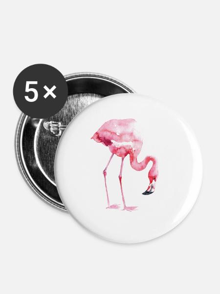 Flamingo - Buttons groß 56 mm (5er Pack) - Weiß