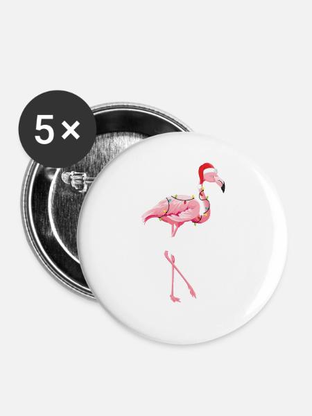 Flamingo - Buttons groß 56 mm (5er Pack) - Weiß