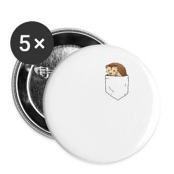 Hedgehog in breast pocket - Buttons large 2.2''/56 mm (5-pack) - white - Front