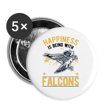 Falke Glück Falknerei Falkner - Buttons groß 56 mm (5er Pack) - Weiß - Vorne