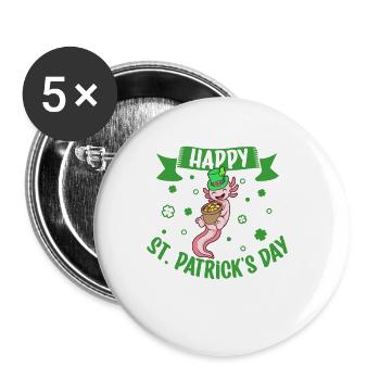 St Patrick's Axolotl - Happy St Patrick's Day - Buttons large 2.2''/56 mm (5-pack) - white - Front