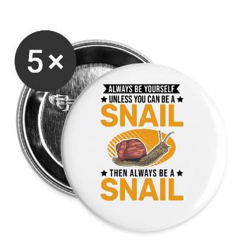 Always be yourself Snail Schnecke - Buttons groß 56 mm (5er Pack) - Weiß - Vorne