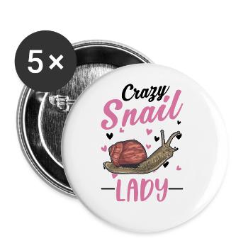 Crazy Snail Woman - Buttons large 2.2''/56 mm (5-pack) - white - Front
