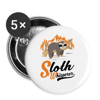 Faultier Flüsterer Sloth Whisperer - Buttons large 2.2''/56 mm (5-pack) - white - Front