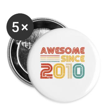 Awesome Since 2010 Birthday Vintage - Buttons large 2.2''/56 mm (5-pack) - white - Front