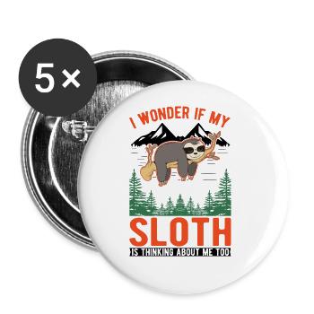 Sloth lover - Buttons large 2.2''/56 mm (5-pack) - white - Front