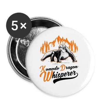 Komodowaran Flüsterer Komodo Dragon Whisperer - Lot de 5 grands badges (56 mm) - blanc - Devant