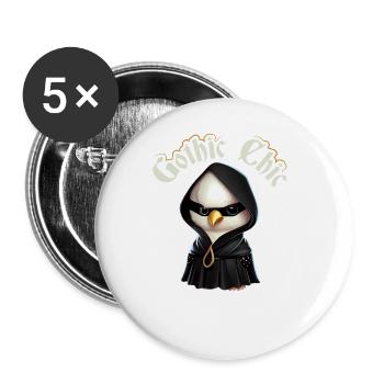 Gothic Chic Emo Chicken, Funny Death Metal Goth - Buttons groß 56 mm (5er Pack) - Weiß - Vorne