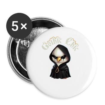 Gothic Chic Emo Chicken, Funny Death Metal Goth - Buttons groß 56 mm (5er Pack) - Weiß - Vorne