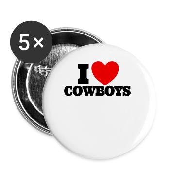 Ich liebe Cowboys Red Heart Cowboy -Liebhaber Cowb - Buttons groß 56 mm (5er Pack) - Weiß - Vorne