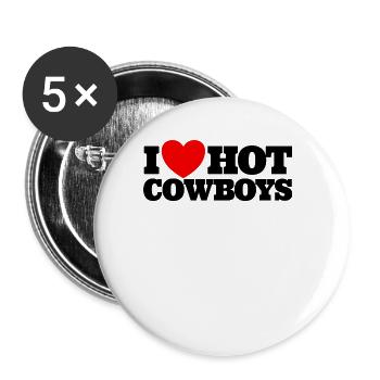 Ich liebe hei�e Cowboys Red Heart Cowboys hei�e Co - Buttons groß 56 mm (5er Pack) - Weiß - Vorne