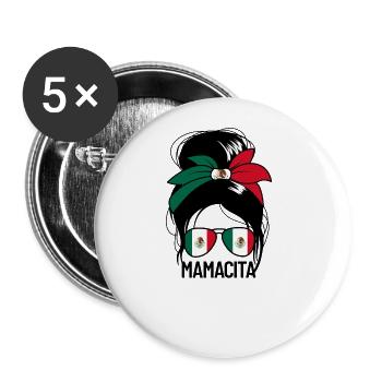 Mama Cita hei�e mexikanische Frau Cinco de Mayo Ma - Buttons groß 56 mm (5er Pack) - Weiß - Vorne