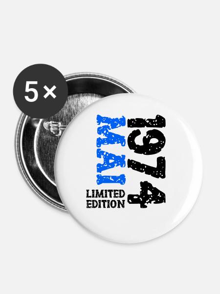 1974 Mai Limited Edition Geburtstag Geschenk - Buttons groß 56 mm (5er Pack) - Weiß
