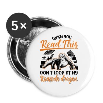 Komodowaran Waran Komododrache - Buttons groß 56 mm (5er Pack) - Weiß - Vorne