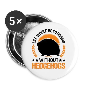 Hedgehog Gift Stacheligel - Buttons large 2.2''/56 mm (5-pack) - white - Front