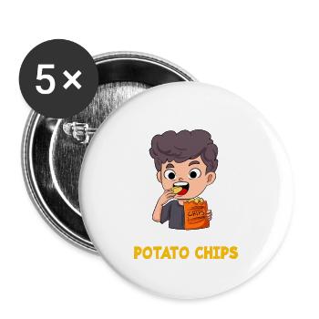 Chips Manger des collations Cadeau de bonbons - Lot de 5 grands badges (56 mm) - blanc - Devant