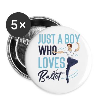 Ballet Dancer Dance Girl Ballerina - Buttons groß 56 mm (5er Pack) - Weiß - Vorne