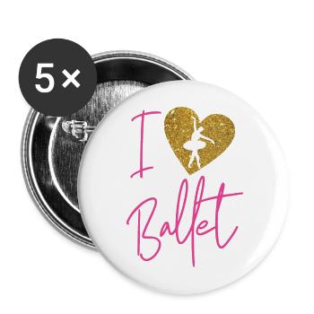 Ballet Dancer Dance Girl Ballerina - Buttons large 2.2''/56 mm (5-pack) - white - Front