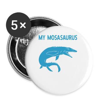 My Mosasaurus Is Calling And I Must Go - Buttons groß 56 mm (5er Pack) - Weiß - Vorne