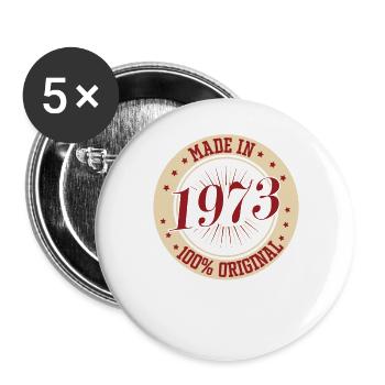 Fabriqué en 1973 Anniversaire - Lot de 5 grands badges (56 mm) - blanc - Devant