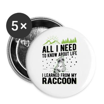Raccoon Gift Raccoon - Buttons large 2.2''/56 mm (5-pack) - white - Front
