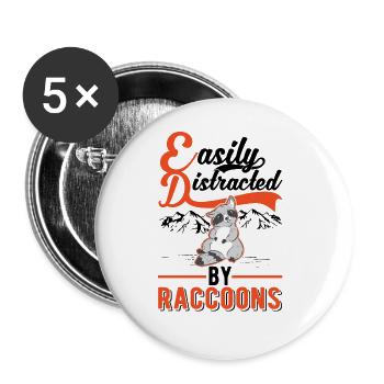 Facilement distrait par les ratons laveurs Ratons laveurs Raton laveur - Lot de 5 grands badges (56 mm) - blanc - Devant