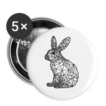 Cute Geometric Rabbit Small Lines Rabbit - Buttons large 2.2''/56 mm (5-pack) - white - Front