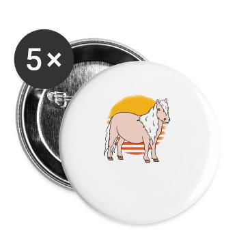 I'd Rather Be With My Pony - Buttons groß 56 mm (5er Pack) - Weiß - Vorne
