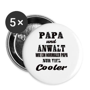 Papa und Anwalt - Buttons groß 56 mm (5er Pack) - Weiß - Vorne