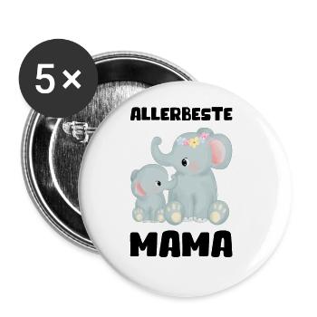 Allerbeste Mama Damen Frauen Muttertag Geschenk - Buttons groß 56 mm (5er Pack) - Weiß - Vorne