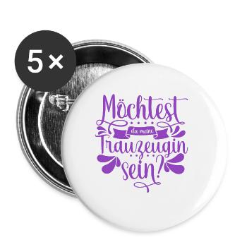 Möchtest du meine Trauzeugin sein - Buttons groß 56 mm (5er Pack) - Weiß - Vorne