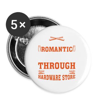 Profitez de promenades romantiques dans la quincaillerie 38 - Lot de 5 grands badges (56 mm) - blanc - Devant