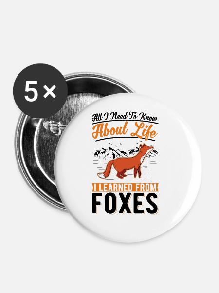 Fuchs Geschenk Rotfuchs - Buttons groß 56 mm (5er Pack) - Weiß