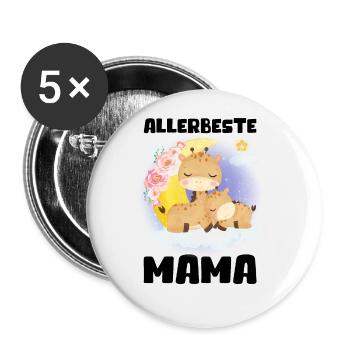 Allerbeste Mama Damen Frauen Muttertag Geschenk - Buttons groß 56 mm (5er Pack) - Weiß - Vorne