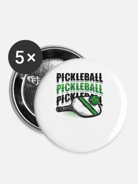 Pickleball-Liebhaber - Buttons groß 56 mm (5er Pack) - Weiß