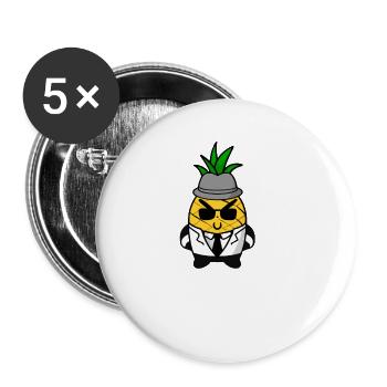 Ananas Gangster Mafia Kawaii Design - Buttons groß 56 mm (5er Pack) - Weiß - Vorne