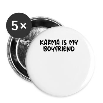Karma ist mein Freund - Buttons groß 56 mm (5er Pack) - Weiß - Vorne