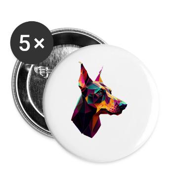 Doberman Dobermans Dog Dogs Puppy Doberman - Buttons large 2.2''/56 mm (5-pack) - white - Front