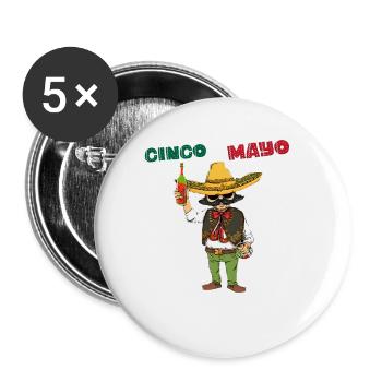 Celebration Bekleidung Cinco de Mayo Fiesta - Buttons groß 56 mm (5er Pack) - Weiß - Vorne