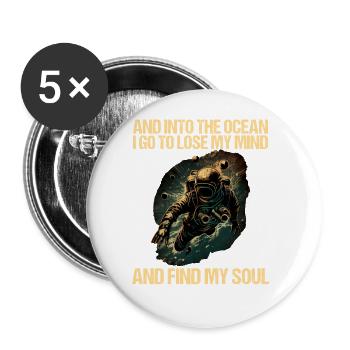 Tauchen Taucher Taucherin - Buttons groß 56 mm (5er Pack) - Weiß - Vorne