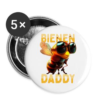 Bienen Daddy Honig Bienenzüchter Papa Vatertag Dad - Buttons groß 56 mm (5er Pack) - Weiß - Vorne