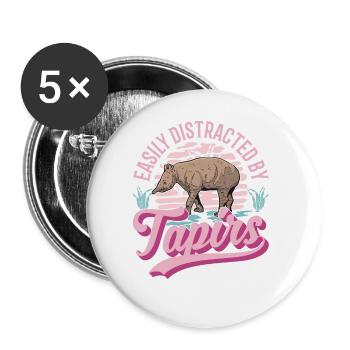 Easily distracted by Tapirs - Buttons large 2.2''/56 mm (5-pack) - white - Front