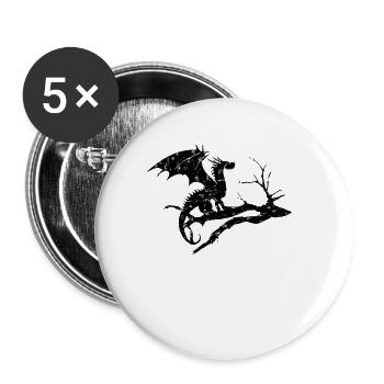 drache design silhouette toter baum - Buttons groß 56 mm (5er Pack) - Weiß - Vorne