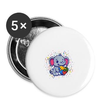 Autism Autism Gift - Buttons large 2.2''/56 mm (5-pack) - white - Front