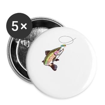 Fly Fishing Trout The Only Thing Worth Getting Up - Buttons groß 56 mm (5er Pack) - Weiß - Vorne